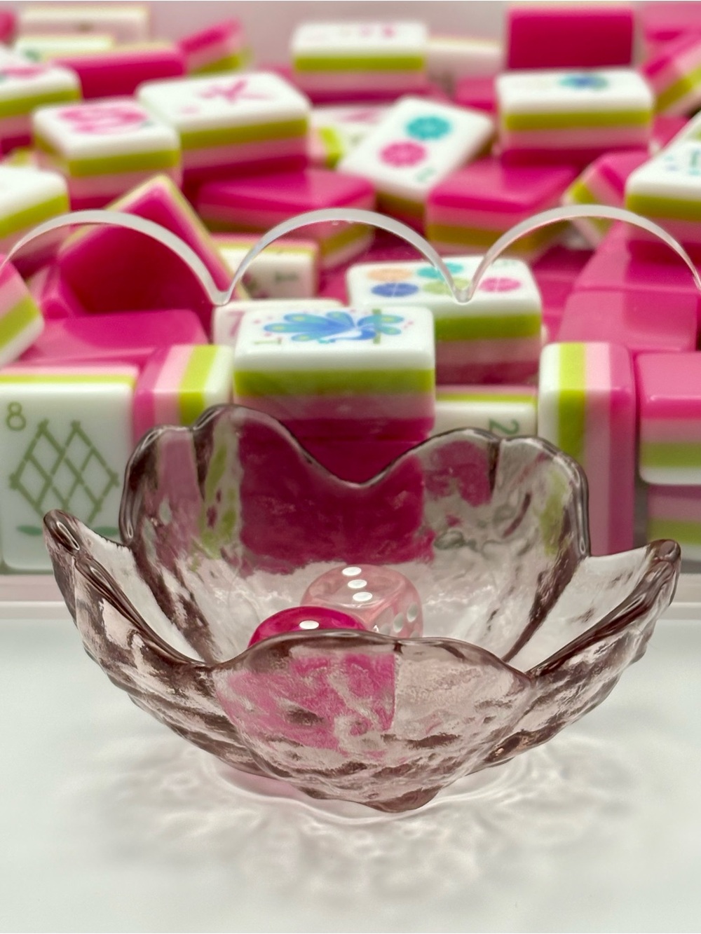 Mahjong Tiles Crystal Glass Dice Dish
